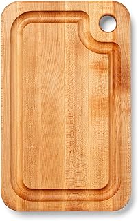 John Boos Prestige Series Rectangular Wooden Maple Cutting Board 16”x10” – 1.25” Thick, 6-lb Reversible Butcher Block with Juice Groove, Edge-Grain & Finger Grip Hole – Made in the USA