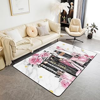 Erosebridal Fashion Black Pink Area Rug 4'11