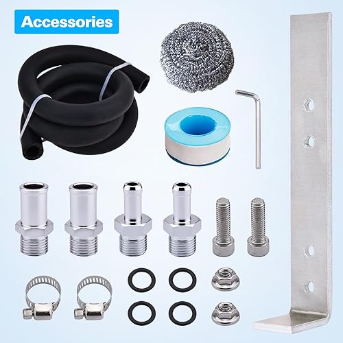 Miniatura 7 de SPEEDWOW Filtro universal de tanque de lata de aceite desconcertado con kit de manguera, 10.1 fl oz (rojo)