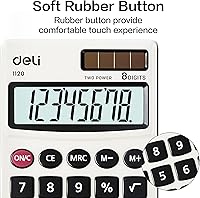 Vista 5 de Calculadora, Calculadoras Básicas de Función Estándar Deli, Calculadora de Oficina de Energía Dual Solar y Batería con Cubierta, Panel de Metal