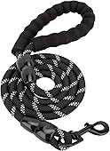 Amazon Basics 5-Foot Reflective Dog Leash with Comfortable Padded Handle, Black, for Large, Medium or Small Dogs