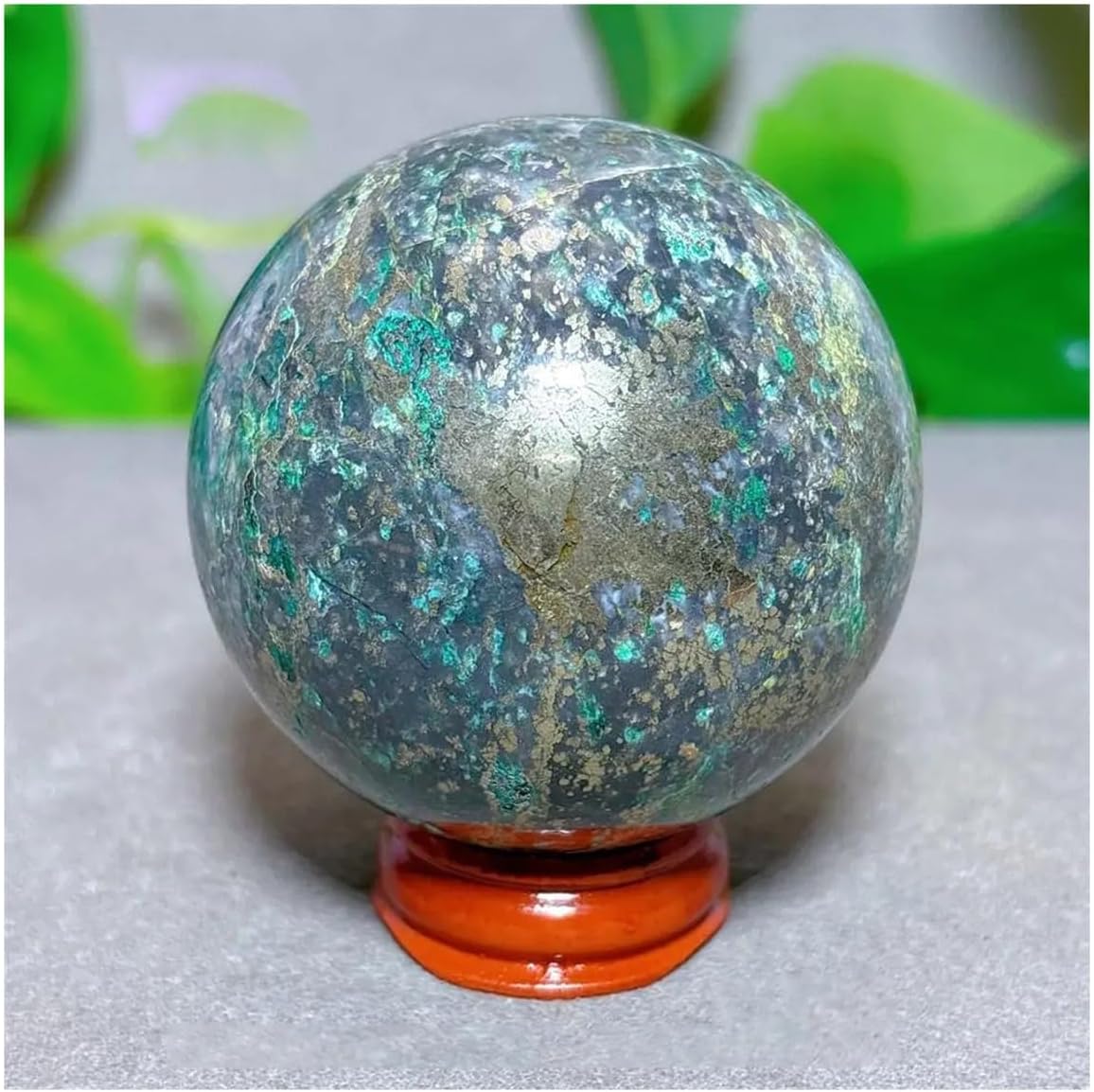 Crystal Stone Home Decor Green Japser Bubble Pyrite Sphere Crystal Natural Stone Quartz Home Decoration