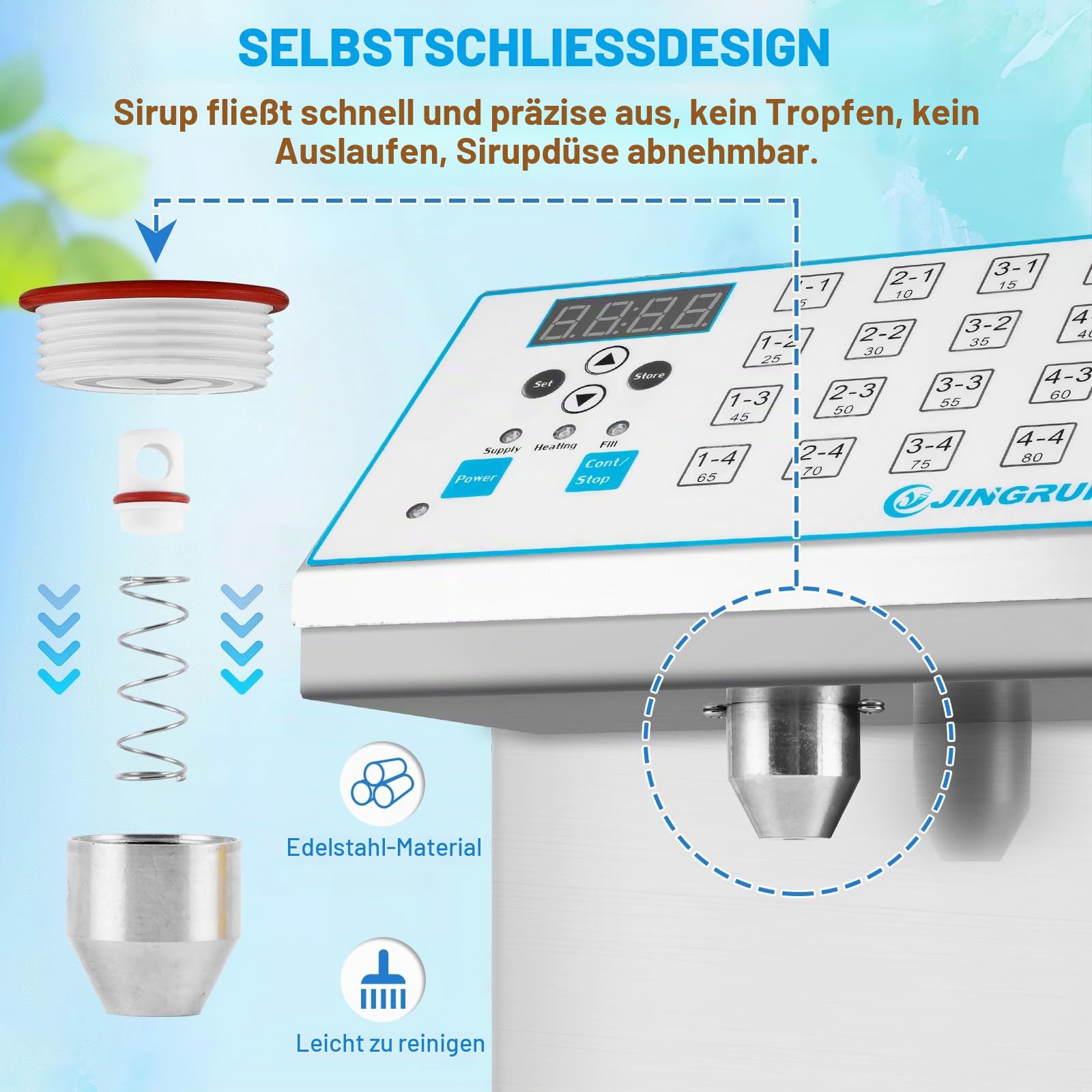 Automatischer Fruktosespender Sirupspender 8.5L for Bubble Tea Fruktose Quantitative Maschine Edelstahlfass + Fruktoseauslass 16 Gruppen 220V