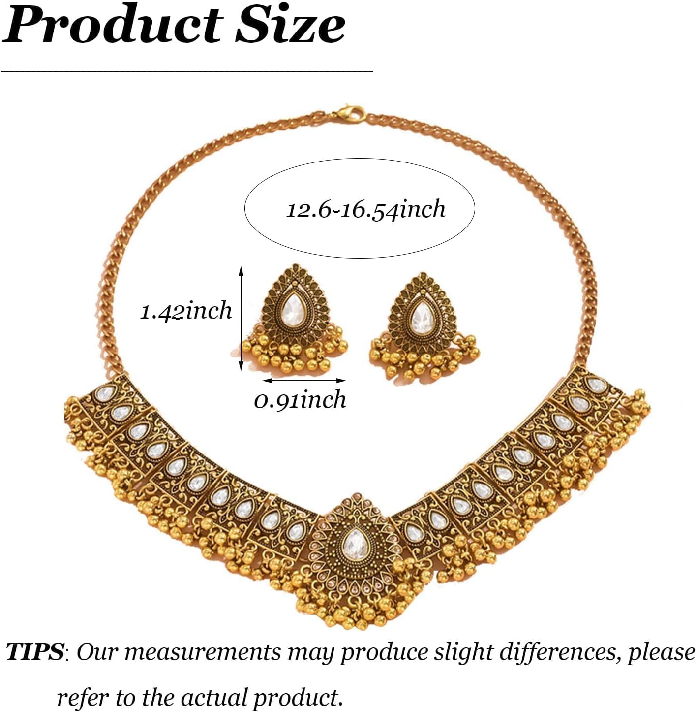 YANCHUN Indian Jewelry Sets for Women Indian Wedding Bridal Necklace Bohemian Jewelry Set Ethnic Party Prom Wear Statement Necklace Earrings - Image 6