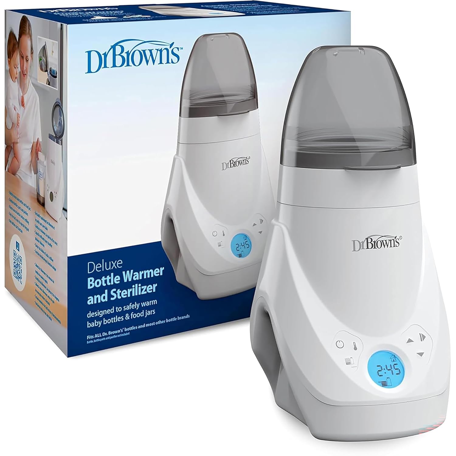 Dr. Brown's Feeding Support Pillow with Cover, Storm Green & Deluxe Baby Bottle Warmer & Natural Flow Anti-Colic Options+ Narrow Baby Bottle, 4 oz/120 mL, 0m+, 4 Pack