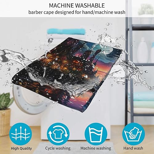 Miniatura 7 de CASGTNZ Fantasy Magic Cityscape Futuristic beautiful Barber Cape for Men Professional Hairdressing Cutting Salon Cape Hair Styling Cape