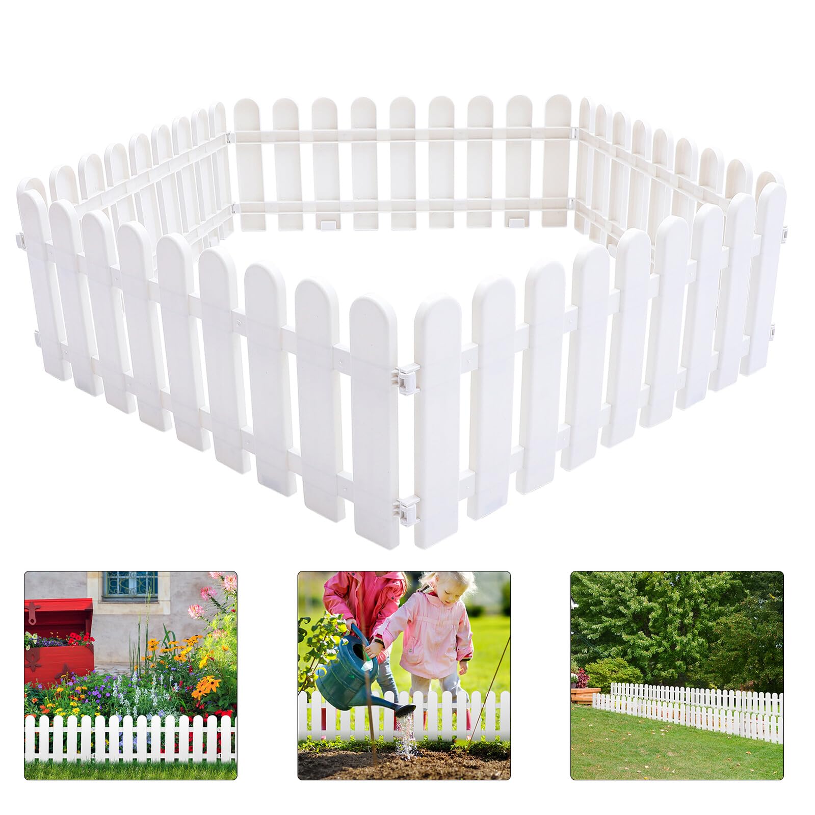 Yardenfun 5pezzi Pannelli Recinzione Giardino Bianco Testa Rotonda per Esterni Decorazione da Giardino in Plastica Bordura per Patio