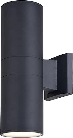 VAXCEL Chiasso 13 in. H 1-Light Textured Black Contemporary Outdoor Wall Sconce Made of Rust-Resistant Aluminum, Metal Shade, Integrated LED, Use for Exterior Porch Patio Front Door or Garage