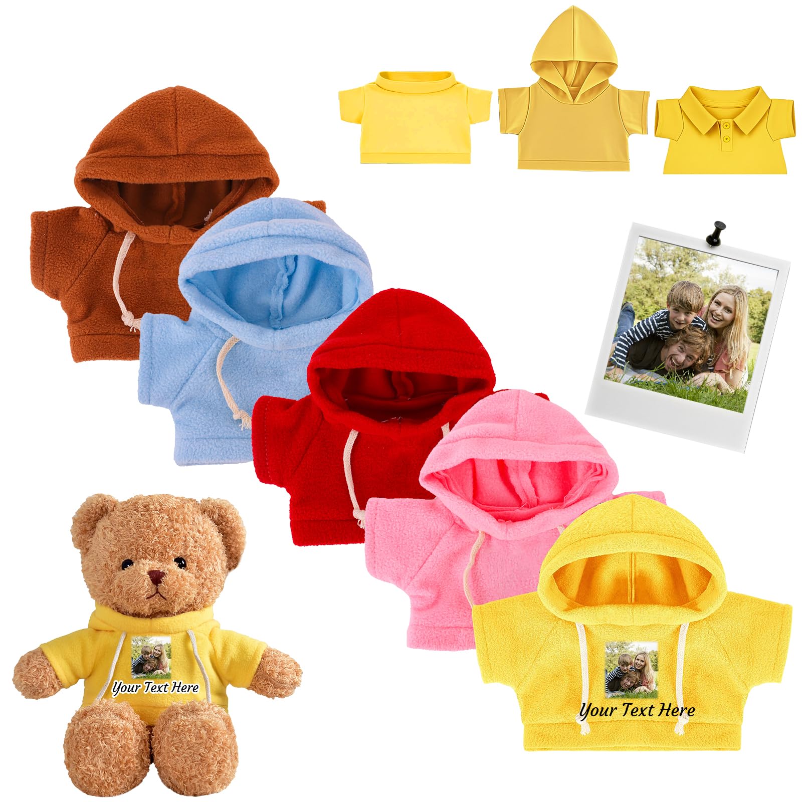 Vêtements Personnalisés Pour Ours En Peluche – Chemise Ou Sweat Avec Photo, Adaptable 20-40 Cm, Cadeau Sur Mesure Pour Poupée