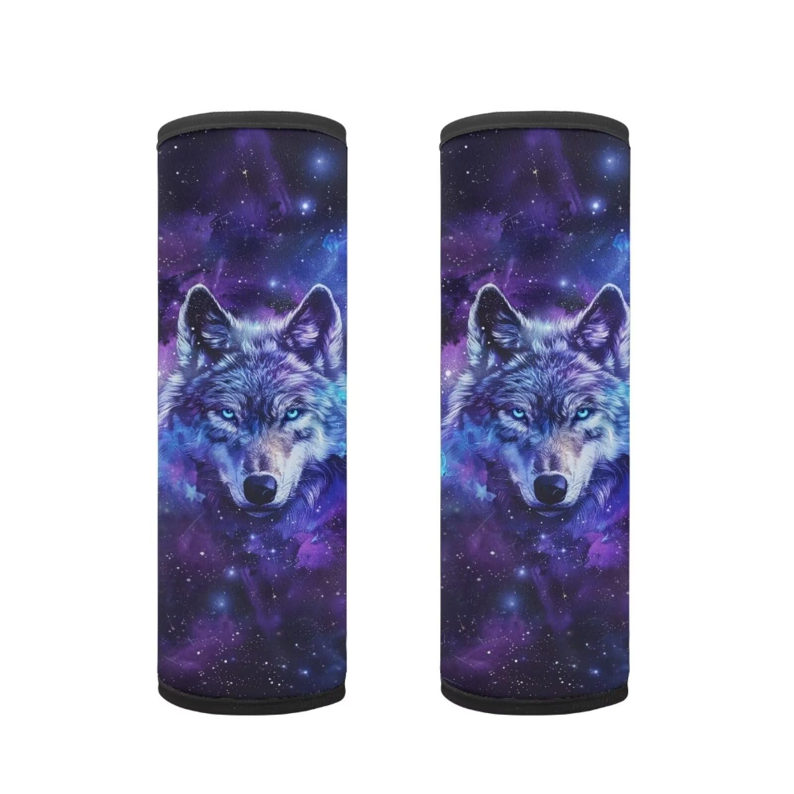 Biyejit Galaxy Wolf Baby Car Seat Neck Cover, 2 Pcs Carseat Belt Cover Pad, Shoulder Strap Protectors, Seat Belt Covers Cushion for Boys Girls