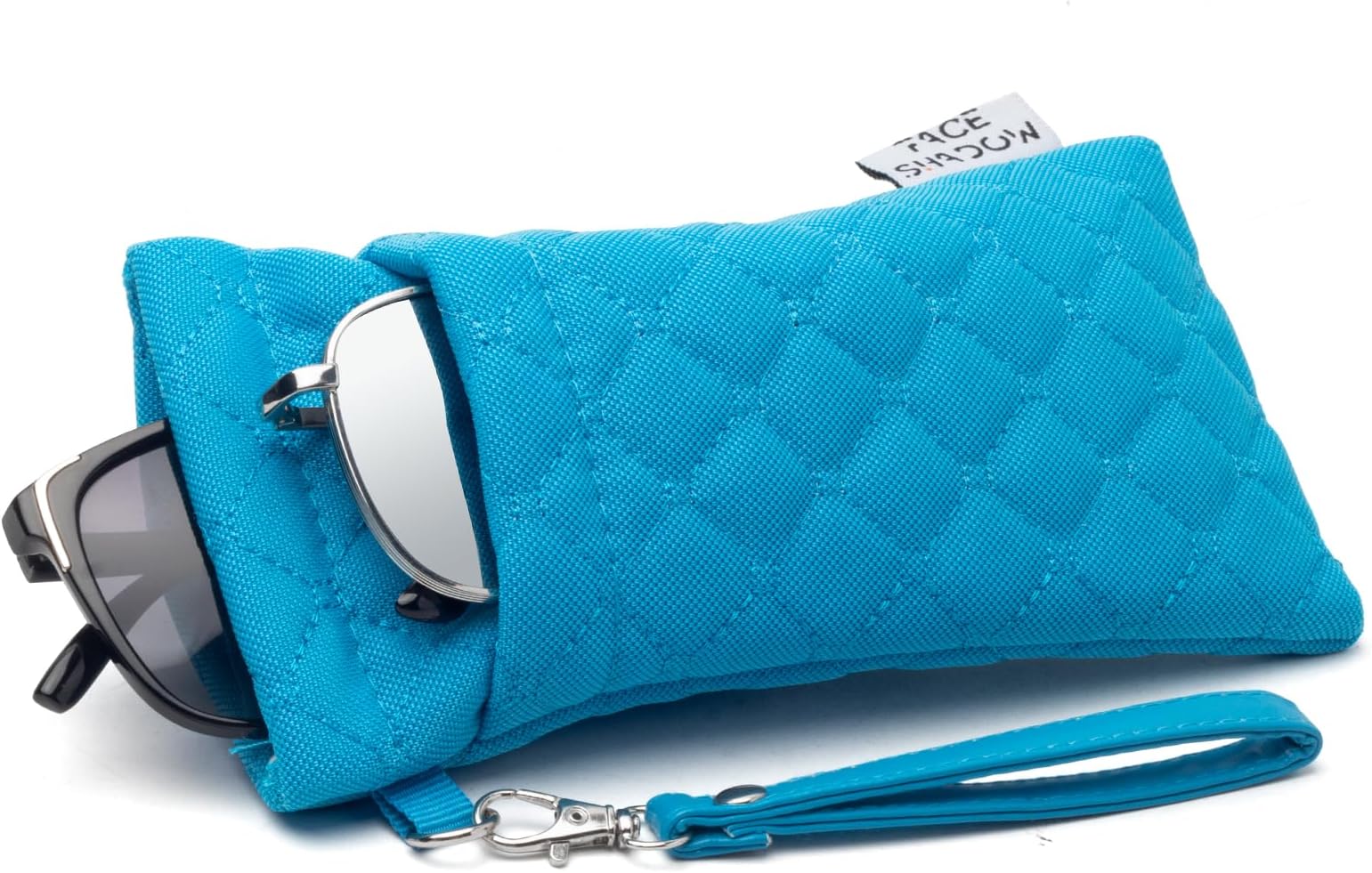 Face Shadow Double Glasses Case Soft Eyeglass Case For Women Men Squeeze Top Sunglasses Case With Cleaning Cloth