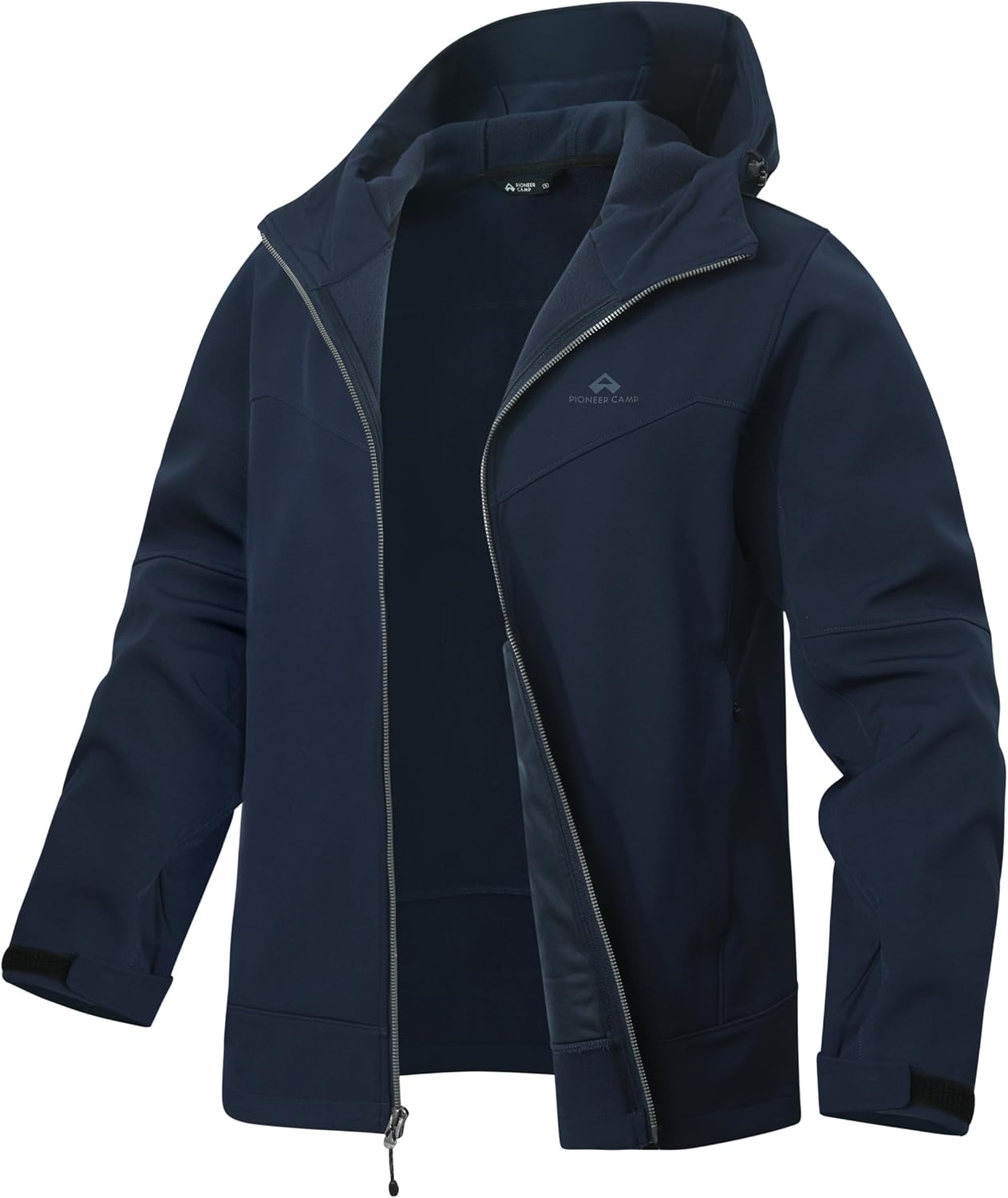 Pioneer Camp Men's Softshell Jacket with Hood Fleece Lined Water-resistant Soft Shell Winter Jacket Windbreaker Hiking Travel