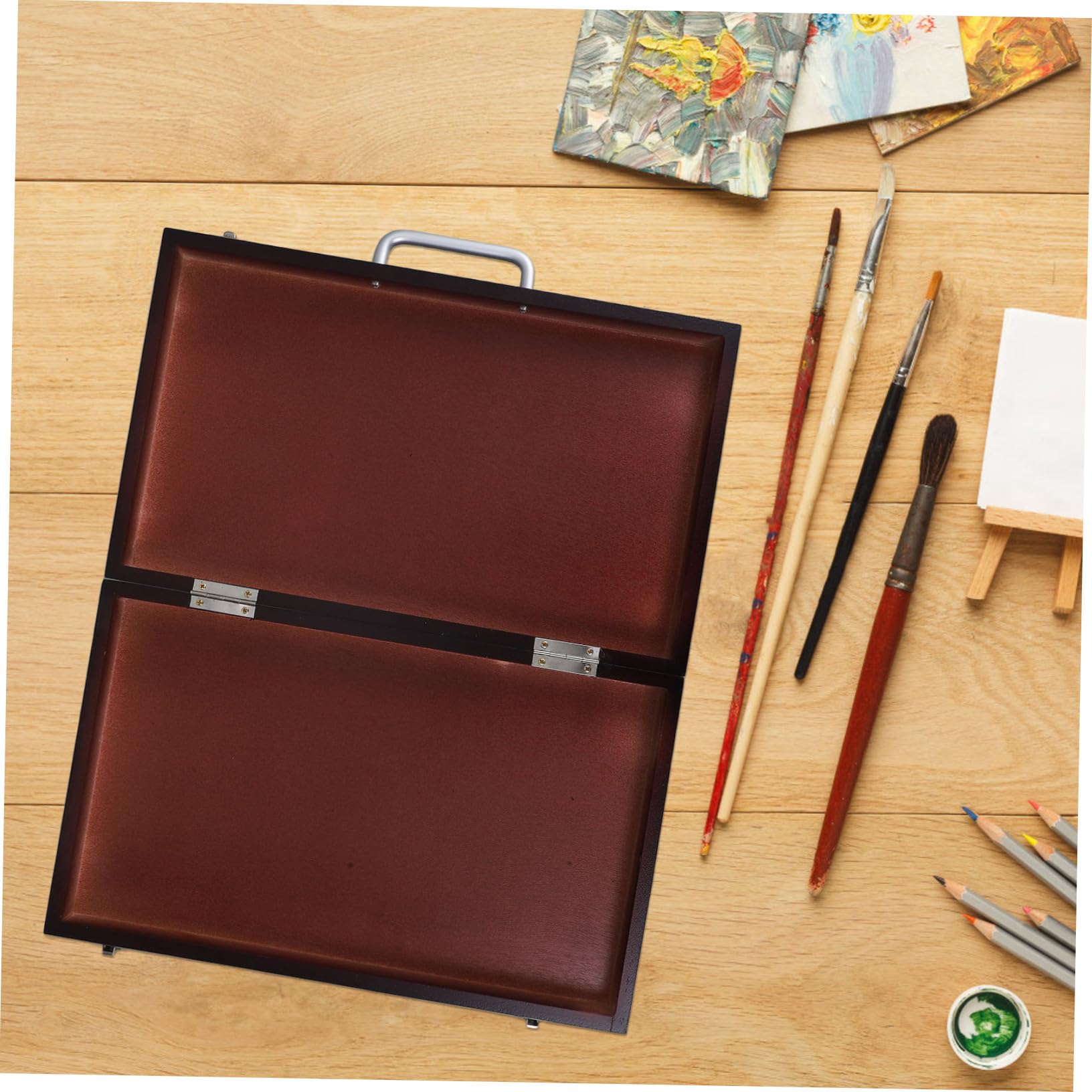 Mallette de Peinture Portable en Bois Léger Rangement Organisé et Mélange des Couleurs, pour Artistes et Étudiants en Peinture en Plein Air