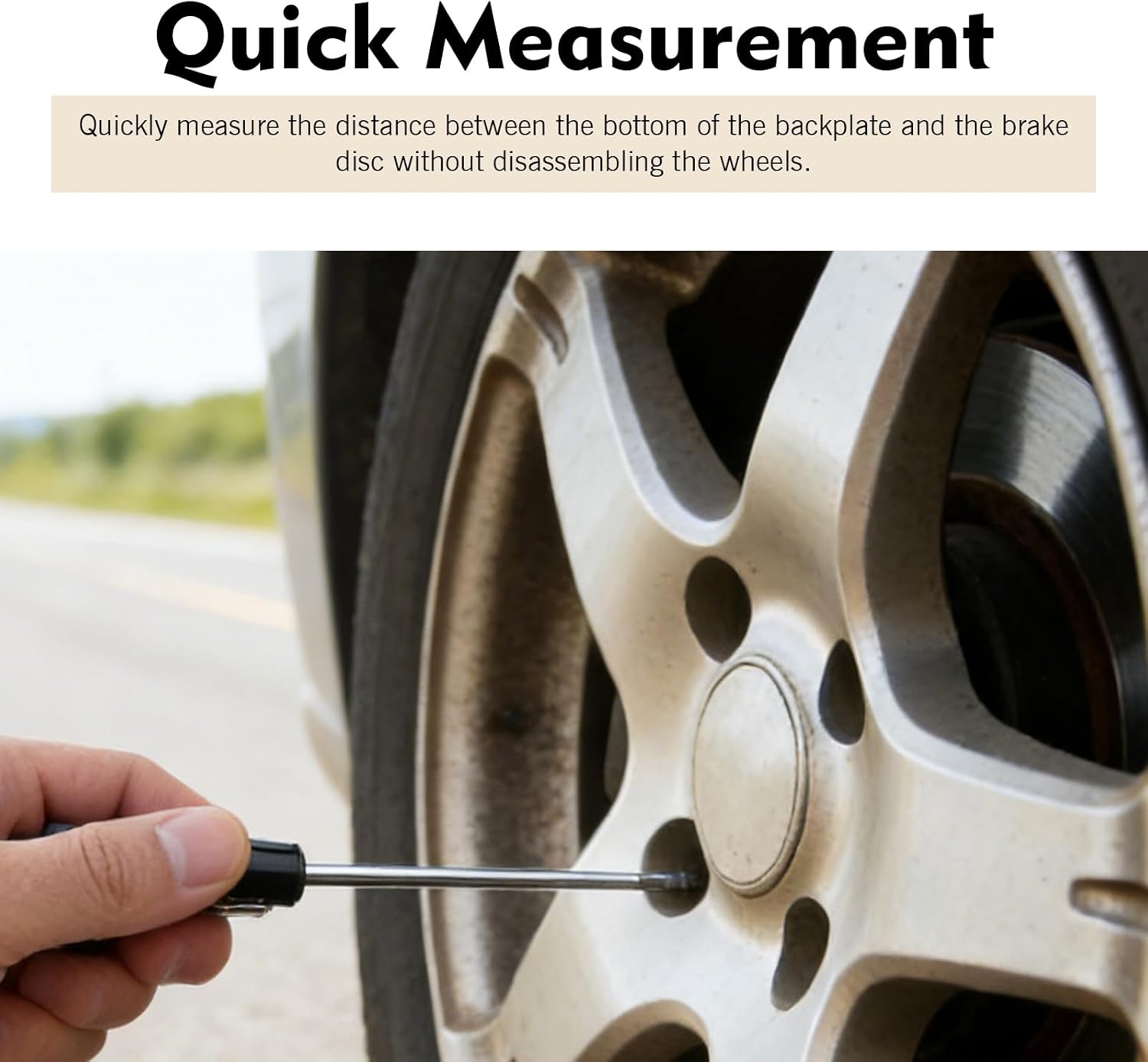 Car Brake Pad Thickness Gauge, 1.5mm-11mm Accurate Brake Measuring Tool with Clear Scale, Portable Handheld Brake Pad Tester for Brake Shoe Inspection, Universal for Most Cars (Black)