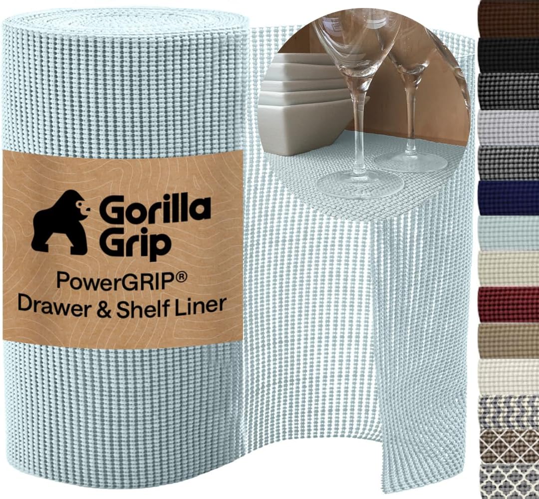 GORILLA GRIP powerGRIP Drawer Shelf and Cabinet Liner, 12"x20', Spa Blue