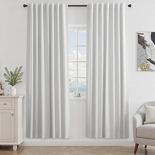 Miniatura 28 de UHITECH - Cortinas opacas de 84 pulgadas de largo, juego de 2 paneles de lino natural, 100% opacas, cortinas negras para dormitorio, sala de estar,