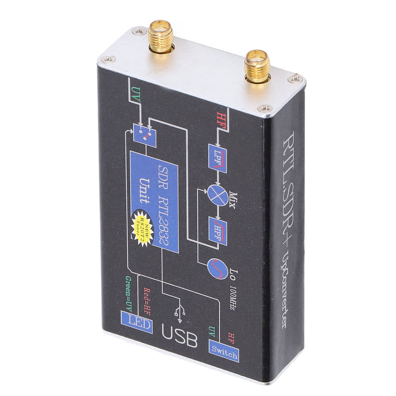 FRZY Ricevitore USB, ricevitore SDR RTL con High Dynamic Range 100kHz - 1.7GHz R820T2 Chipset di acquisizione del segnale