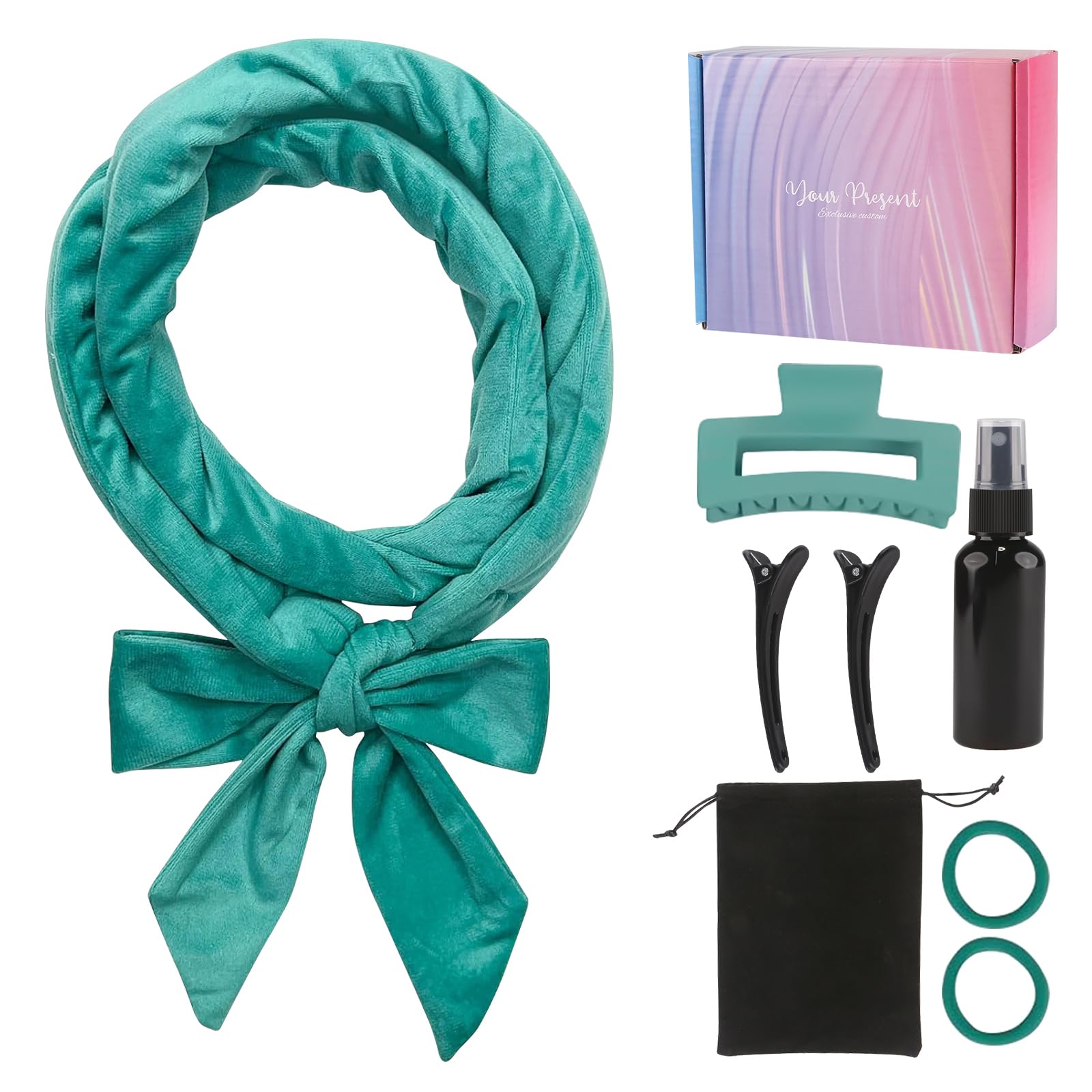 Heatless Curlers Headband, Soft Velour Heatless Curls, Overnight Heatless Hair Curling Set