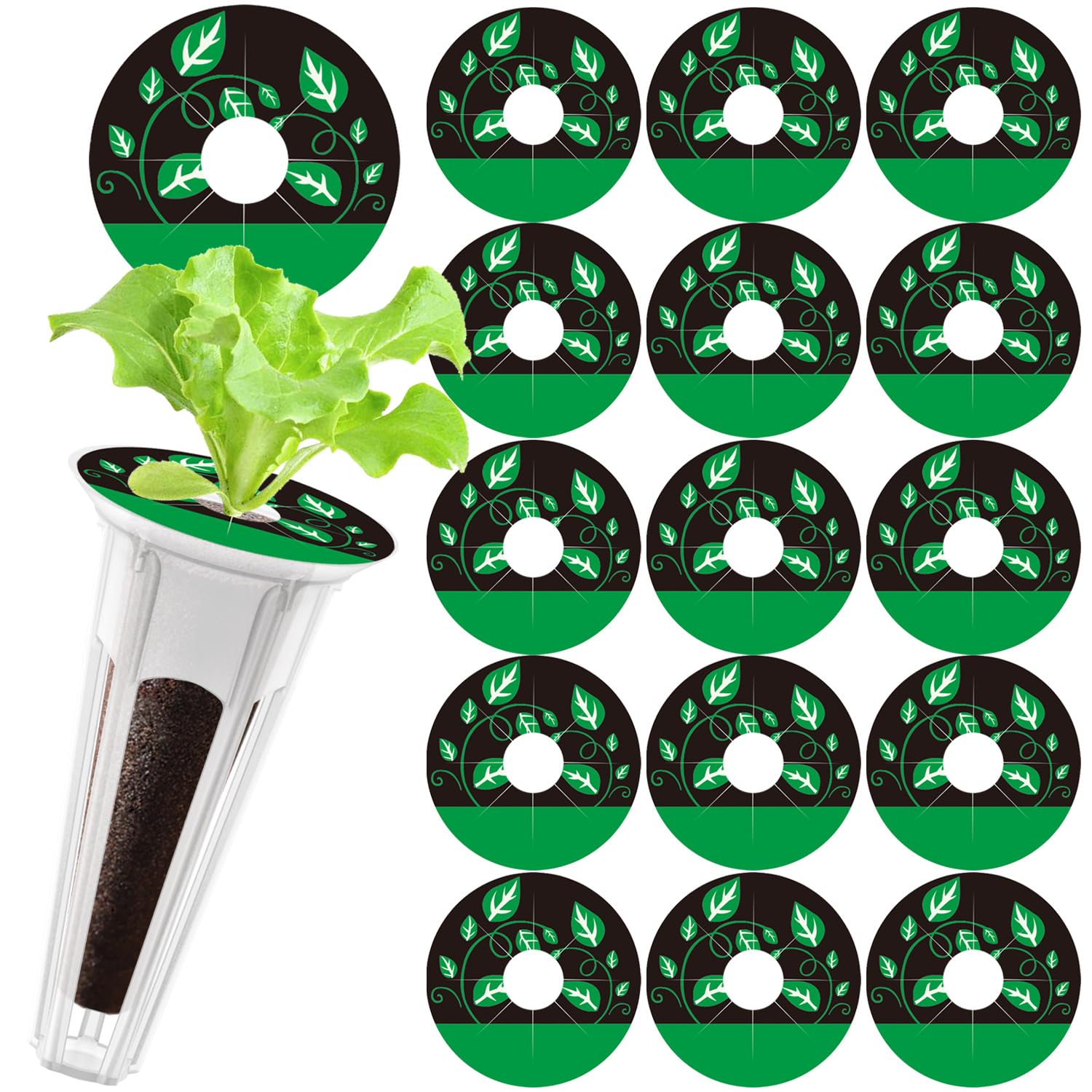 Dryades 150Pcs Seed Pod Labels Stickers, PVC Hydroponics Growing System Grow Baskets Round Peel Labels for Plant Germination Growth Recording (41mm)