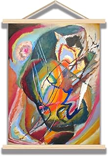 Wassily Kandinsky Wooden hanging poster- Untitled Improvisation Iii' Canvas Wall Art - Surrealism- Cool Home Decor for Hallway, Office, Studio, With wooden hanger