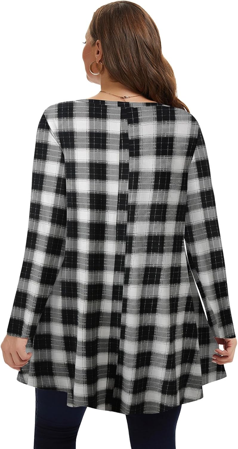 LARACE Plus Size Tunic Tops Long Sleeve Shirts for Women Swing Flowy Loose Fit Clothes for Leggings - Image 5