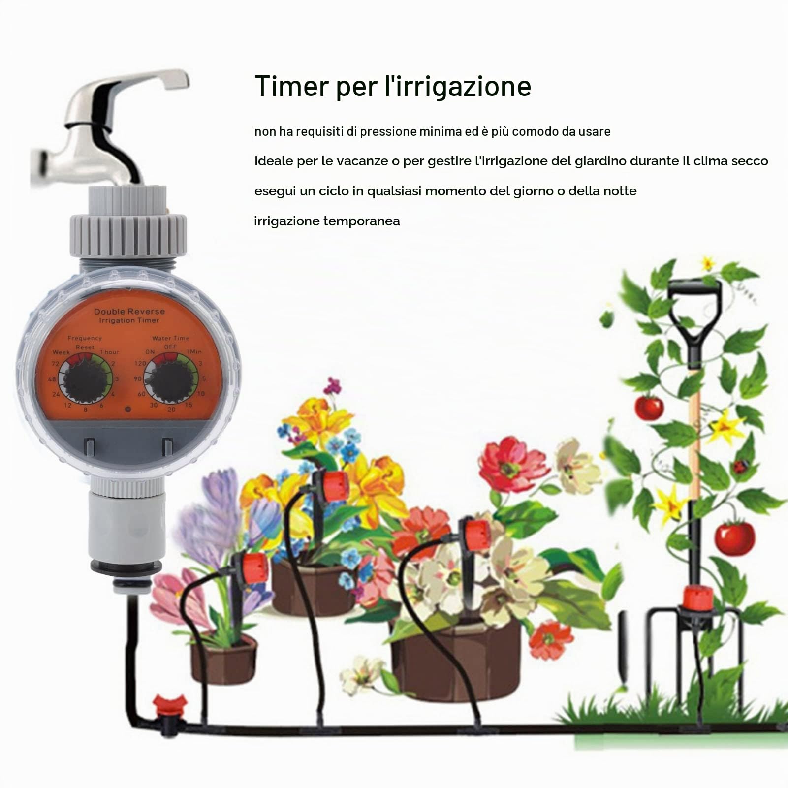 Fdit Programmatore Irrigazione Automatico a Batteria, Zero Pressione, IP67 Impermeabile per Giardino Balcone Cortile