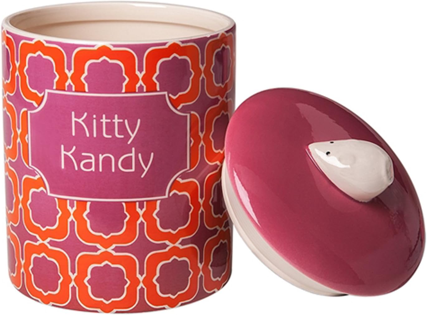 Kitty Kandy Ceramic Cat Treat Jar With Mouse Handle Lid 8