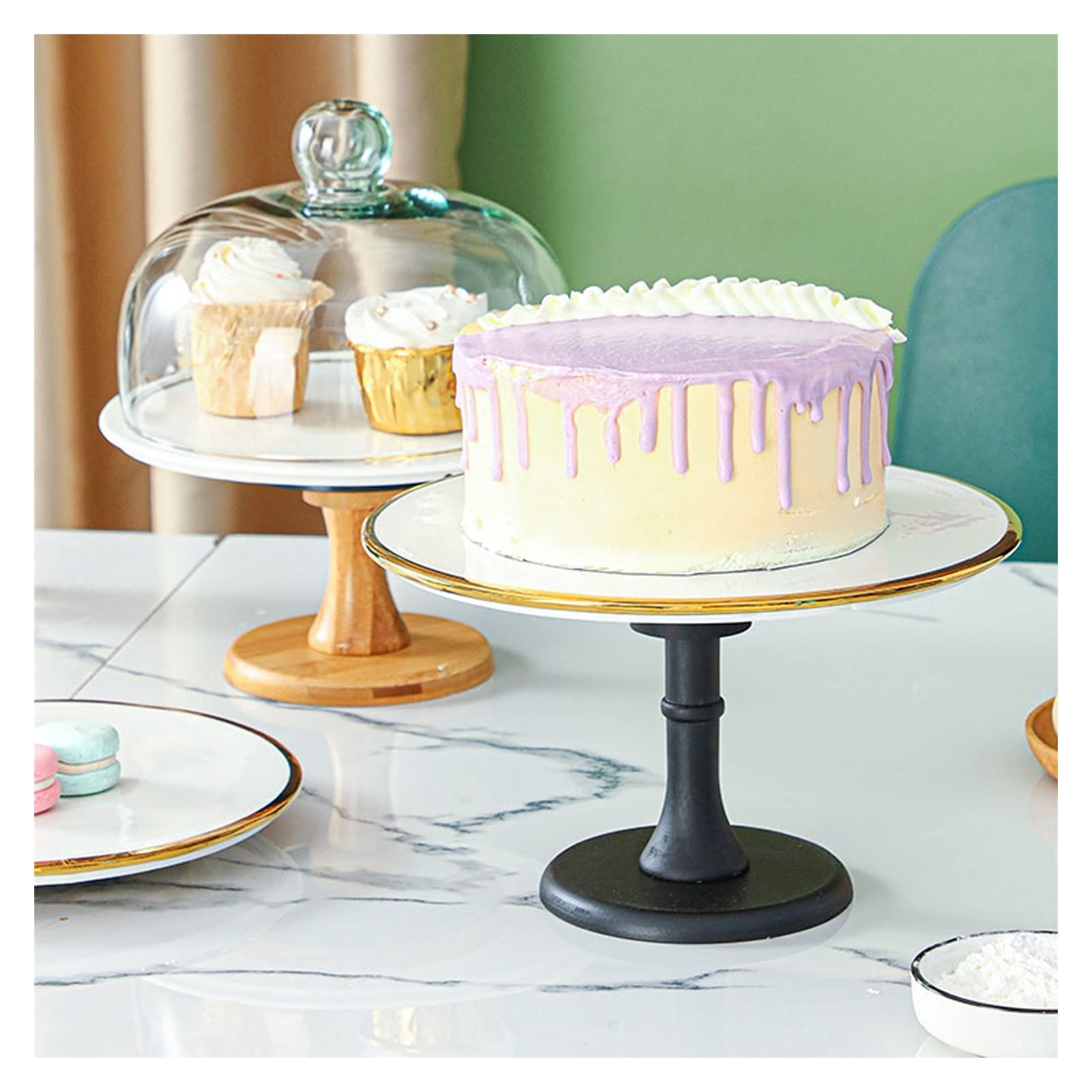 Support rotatif pour gâteau Plateau à gâteau d'anniversaire plateau haut rotatif en céramique confiserie Dessert présentoir à gâteau présentoir à gâteau de fête présentoir à Dessert Outil d'affichage