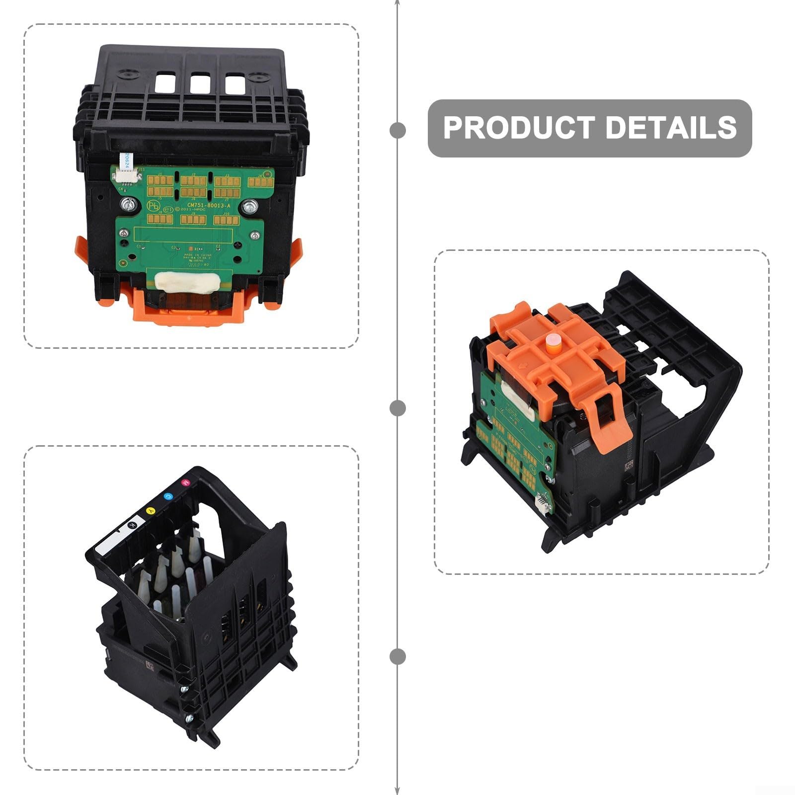 Original Druckkopf für HP für OfficeJet Pro 950, 8100, 8600, 8610, 8620, 8650, 251DW, 276DW Drucker - Austausch-Druckkopf mit Farbdruckfunktion aus ABS