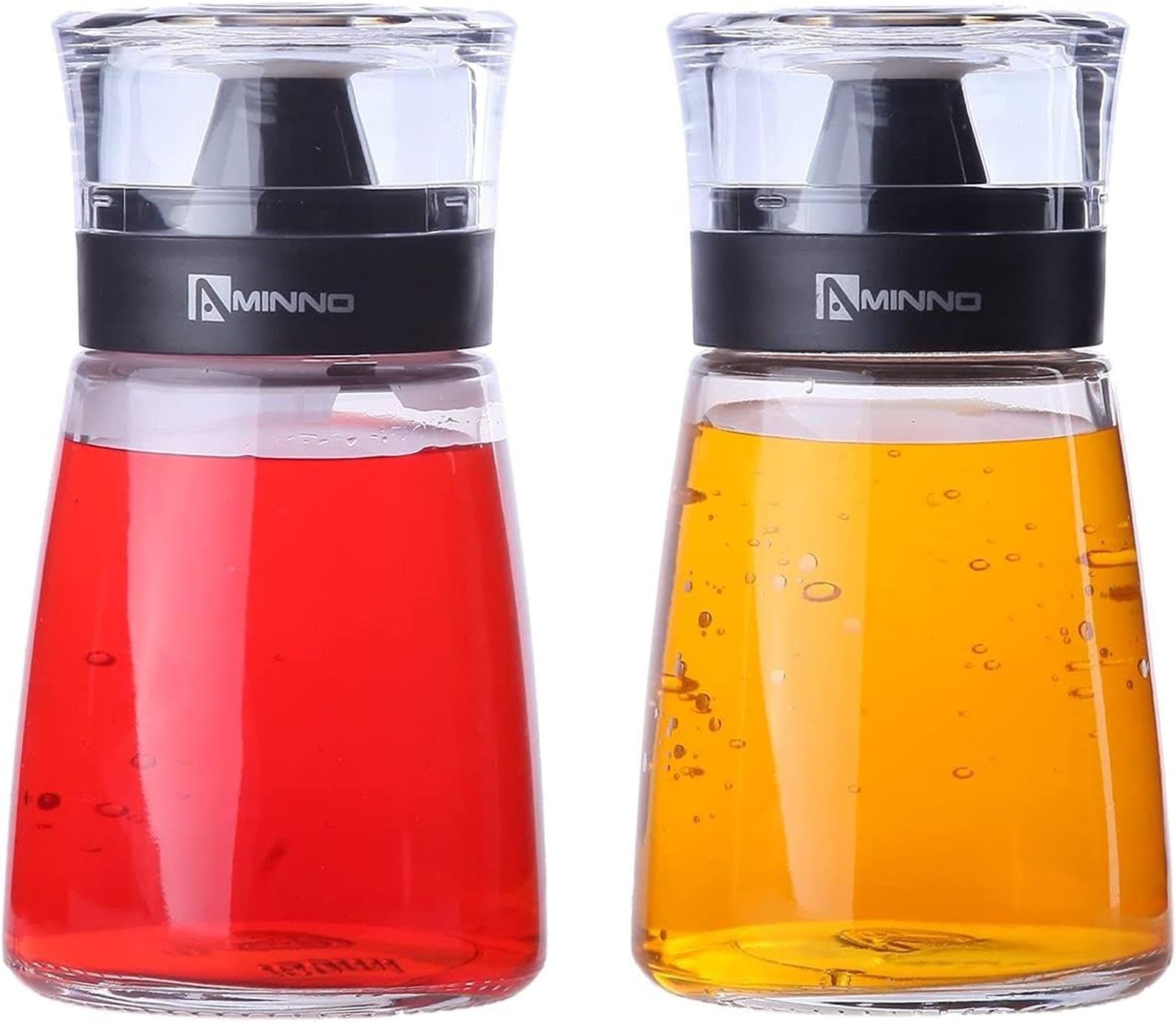 Oil and Vinegar Cruets - Glass Dispensers for Oil and Vinegar with Sealing Caps - 163 ml, 2 Piece Set