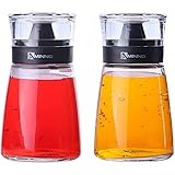 Juvale Essig- und Ölspender (2er Set) – Flasche aus hochwertigem Glas mit schwarzem Kunststoffdeckel - Auslaufsicher, Tropffrei - Elegant in der Küche und bei Tisch - je rund 170 ml/5,5 oz