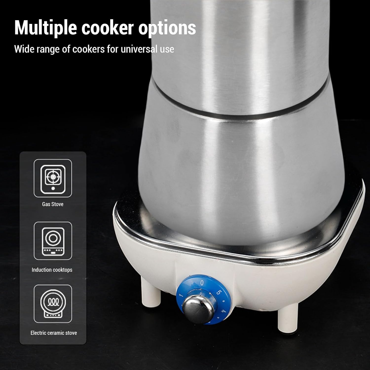 Mixpressos 304 Stainless Steel Stovetop Coffee Percolator, Percolator Coffee Pot Stainless Steel Camping Makers, Stovetop Pot for Brewing Heating Water Milk, Multifunctional (300ML)