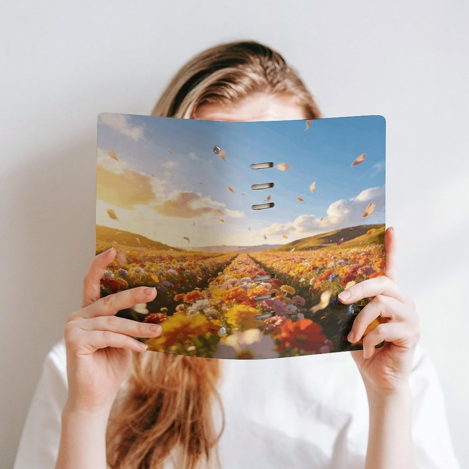 PNHDGBO Spectacular Flower Field Scenery Notebook A5, 90 Sheets, Leather Journal Notebook for Women Men,Hardcover Note Book for Work & Note Taking, Journals for Writing