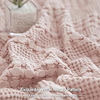 Vista 6 de PHF Juego de 2 fundas de almohada de 26 x 26 pulgadas de tejido de gofre de 100 % algodón, para decoración elegante del hogar, sin relleno, fundas