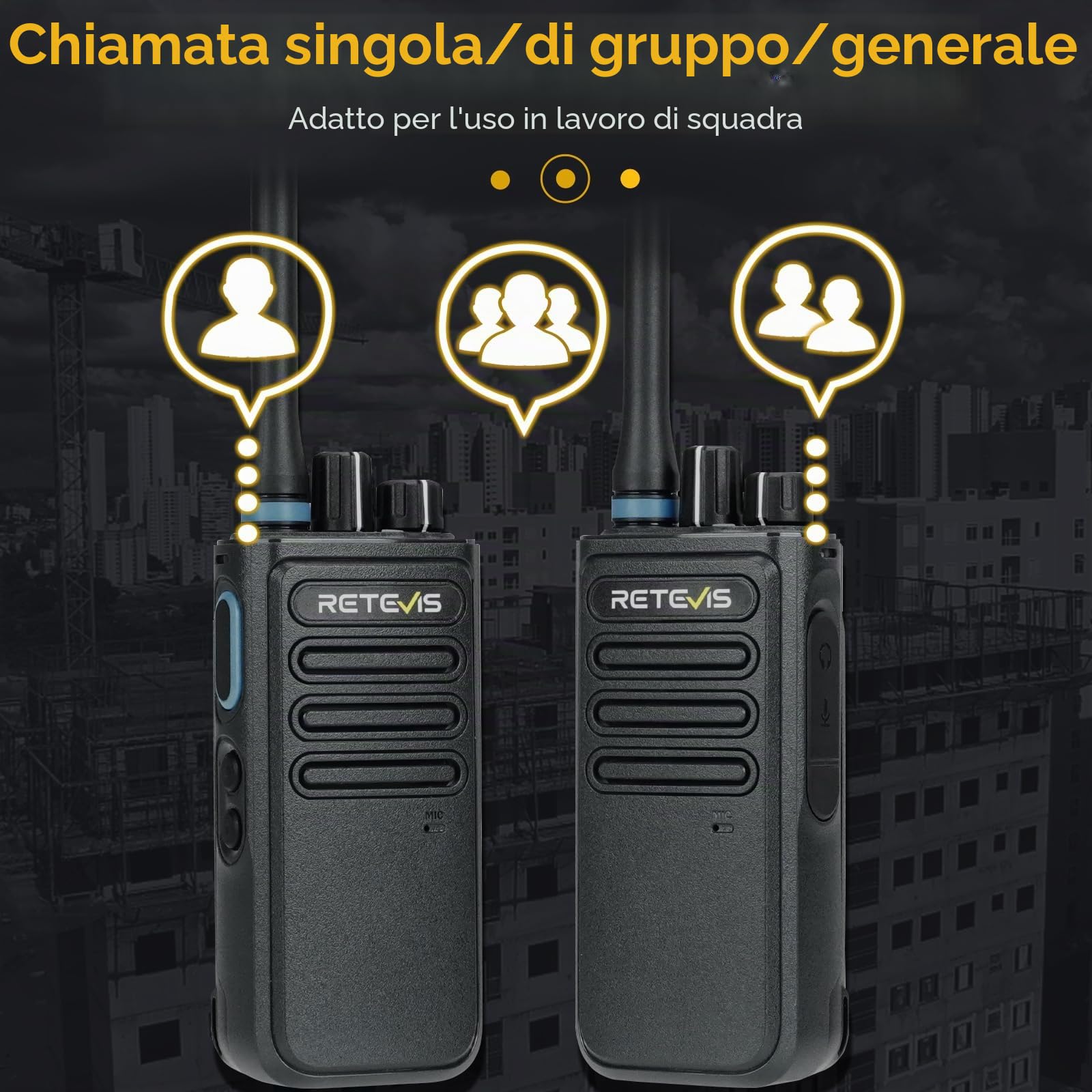 Retevis P1 Walkie Talkie Lungo Raggio, Professionali Ricetrasmittenti DMR Superhet, 2500mAh, Registrazione di 260 ore, Walkie-Talkie per Produzione, Logistica (Nero, 2 Pezzi) | 2500mAh, Registrazione 260 Ore, Superhet, per Produzione e Logistica, Nero, 2