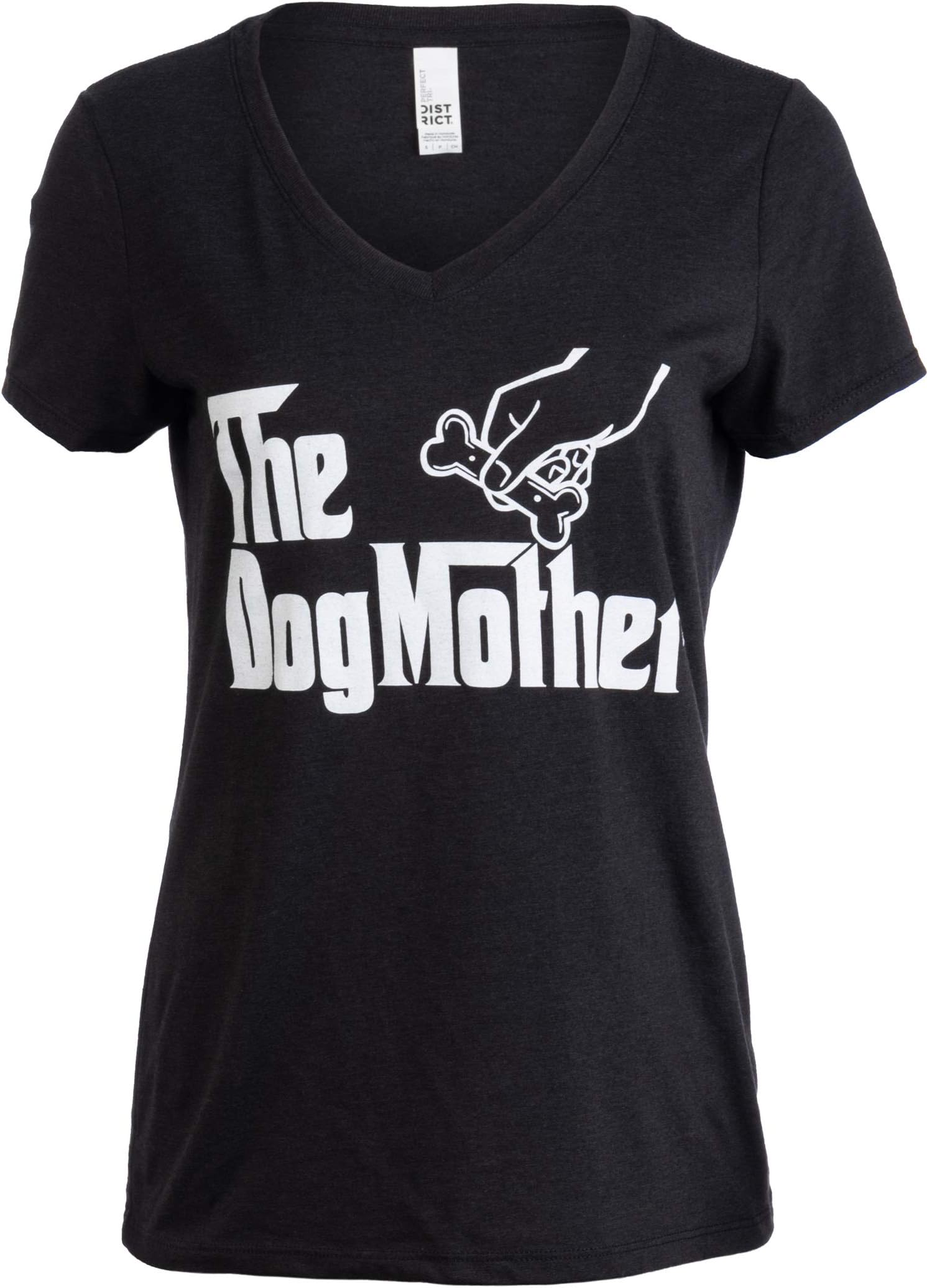 Ann Arbor T-shirt Co.The Dogmother | Funny Cute Dog Mother Mom Owner Pet Doggo Pup Women V-Neck T-Shirt