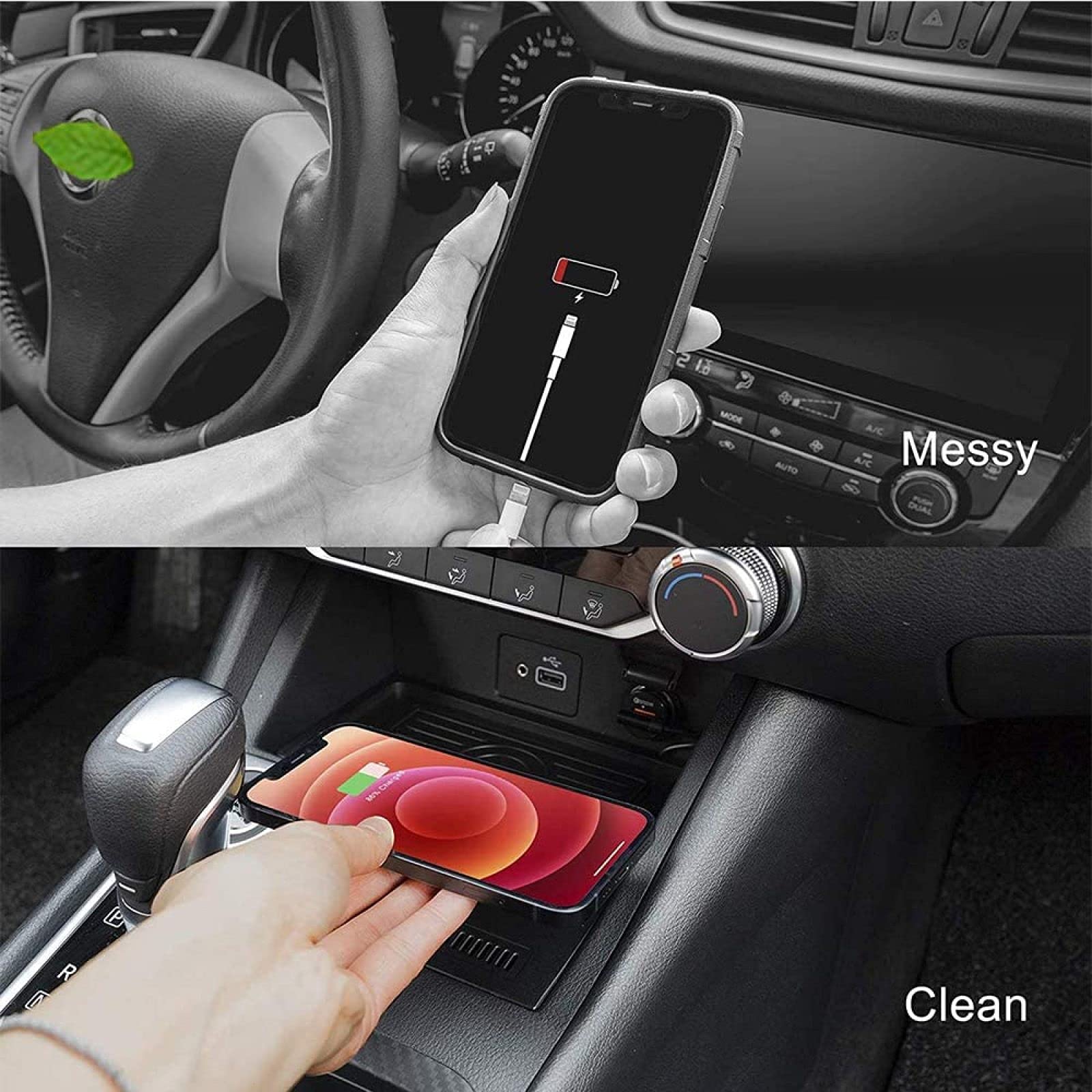 Caricabatteria da auto wireless per Nis-san Sentra B18 2020 2021 Accessori Tappetino di ricarica wireless per console centrale, caricabatterie per telefono a ricarica rapida da 10 W per donne Ragazze