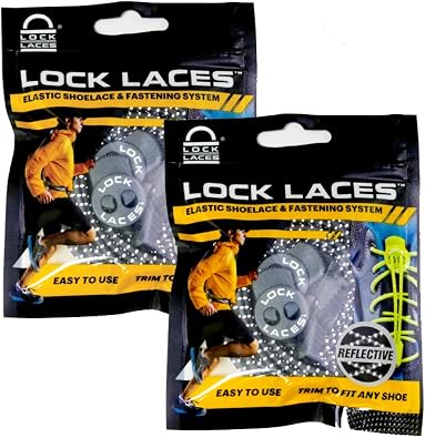 Lock Laces Reflective 2-Pack (Elastic No Tie Shoelaces) (Storm Gray-Storm Gray)