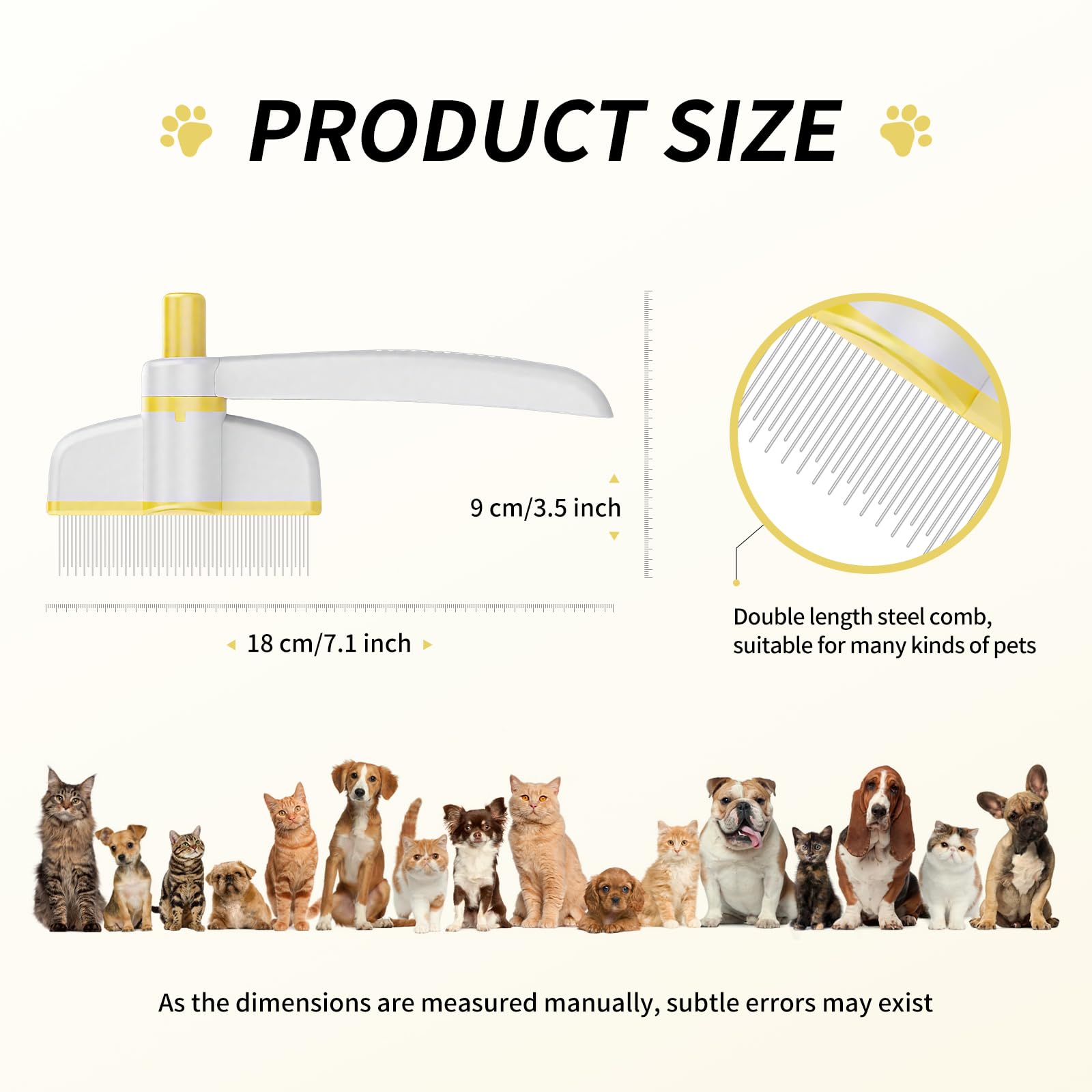 Pet hair comb, cat and dog flea comb, stainless steel long and short teeth, rotatable comb head, self-cleaning design - Image 2