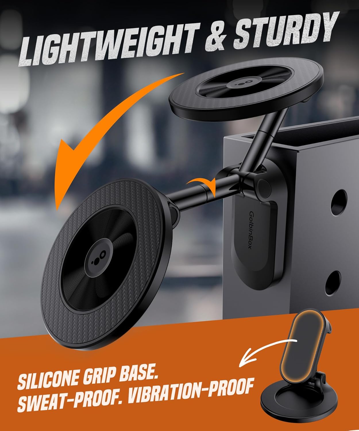 GolbinBox Magnetic Gym Phone Holder for MagSafe, All Metal Dual-Magnet Mount for iPhone and Android, 360° Adjustable Tri-Axis, Gym Essentials for Bodybuilder Men Women Recording Fitness Exercise,Black - Image 6