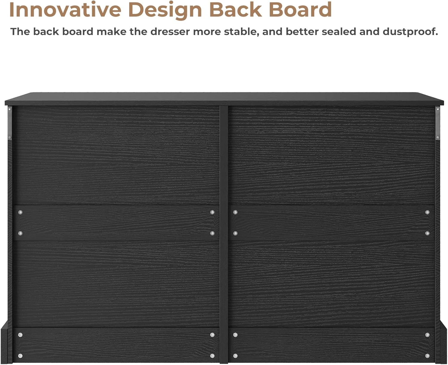 EPHEX 6 Drawer Dresser, Black Chest of Drawers, Storage Tower Clothes Organizer Closet, Double Dresser for Bedroom, Living Room, Entryway, 51.6''H x 15.7''W x 29.3''H - Image 4