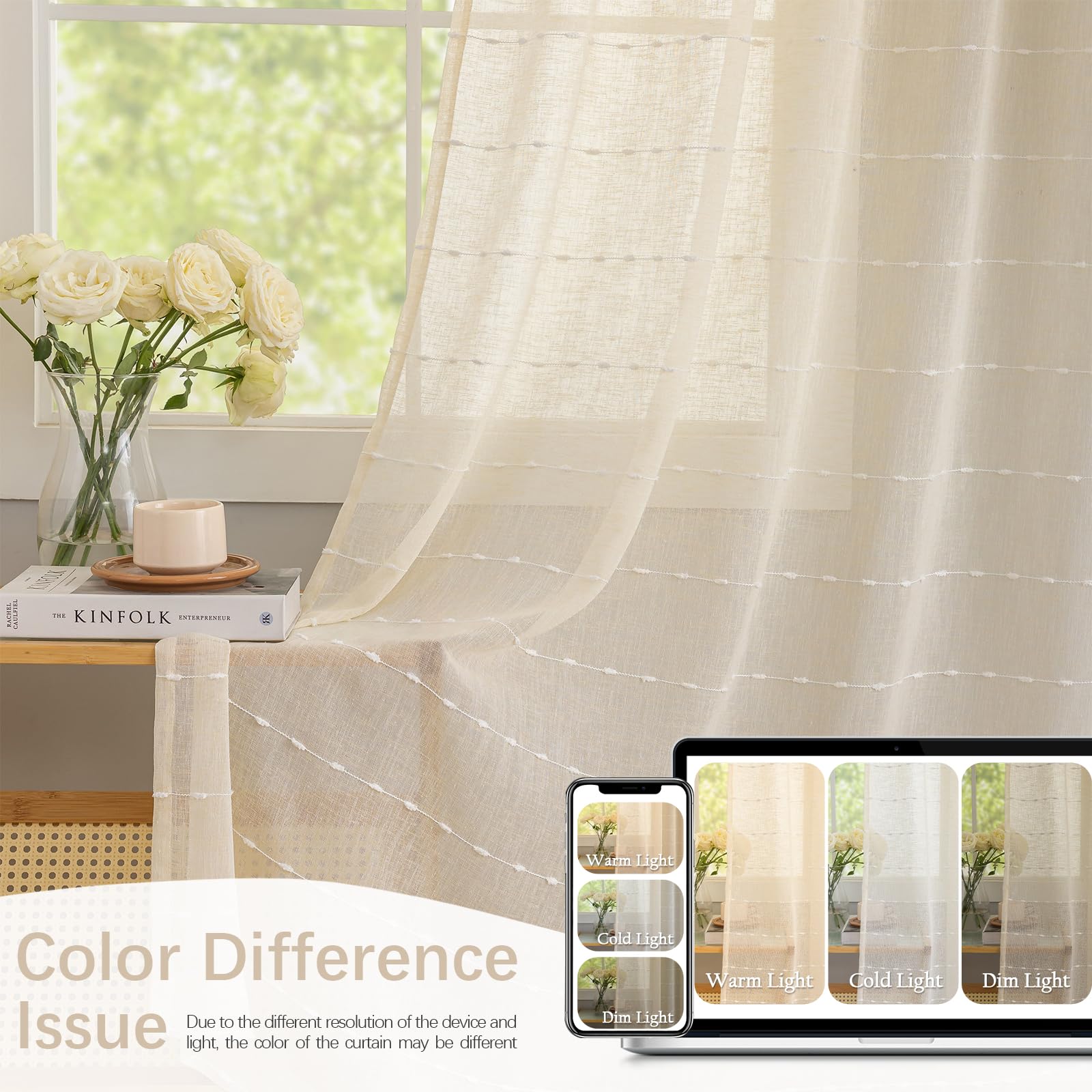 Amazon.com: Conkov Sheer Curtains 63 Inch Length for Living Room 2