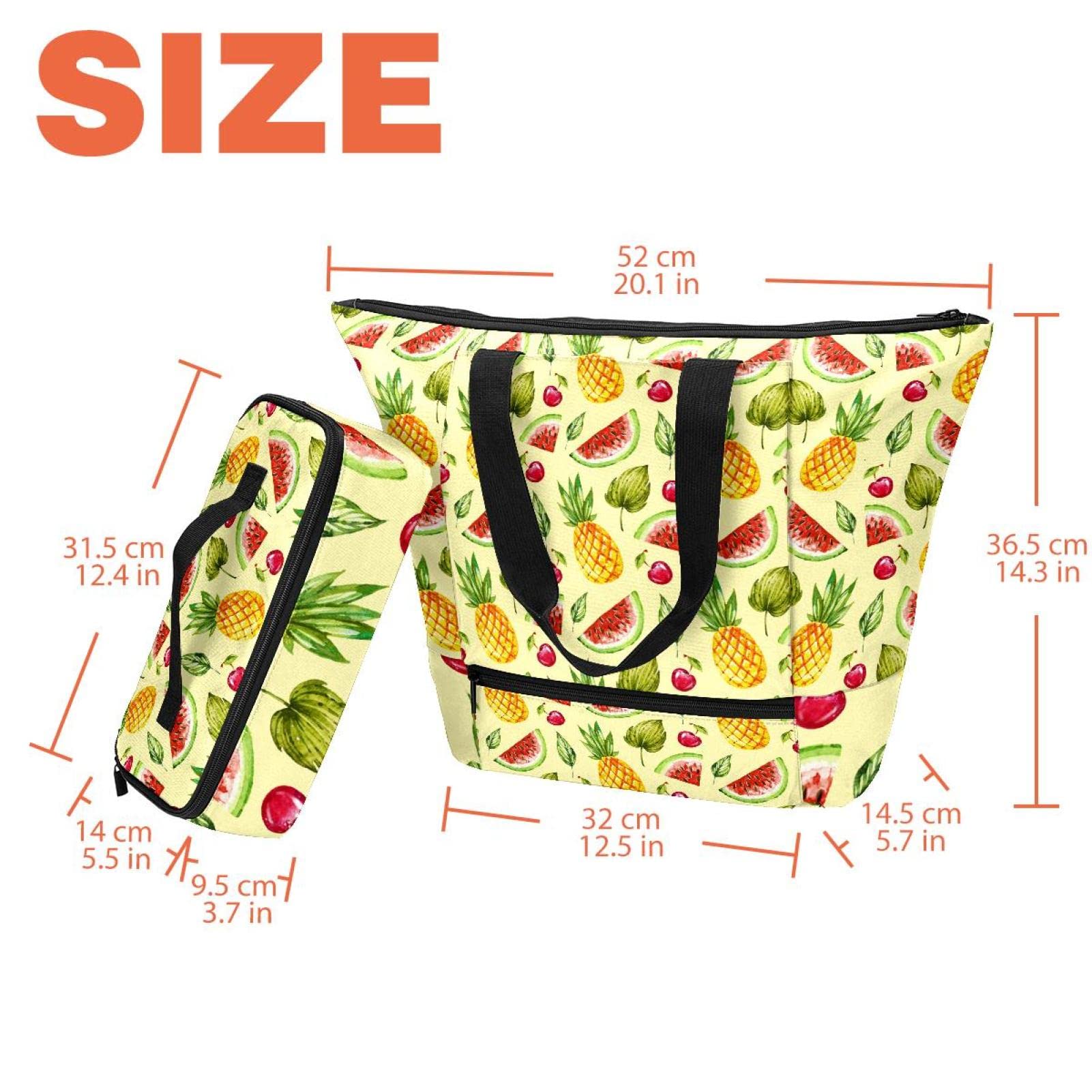 Große Tragetasche & Lunchbox Sommer Fruit Ananas Handtaschen + Isolierbeutel für Reisen, Arbeit, Schule, Picknick, mehrfarbig, One Size