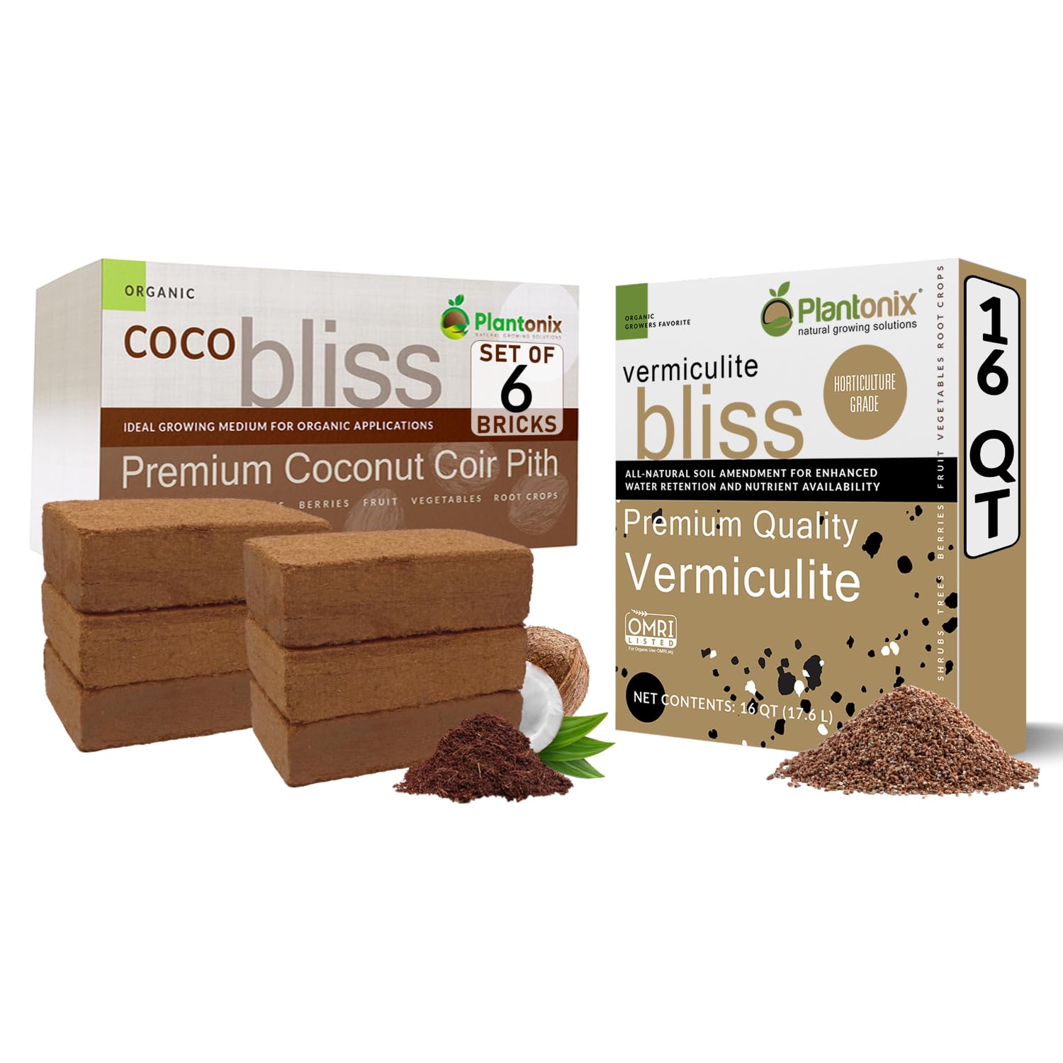 Amazon.com : Coco Bliss 650gm Bricks (6-Pack) + Vermiculite Bliss