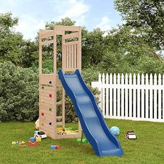 Outdoor Playset for Kids, Backyard Sets with Slide, Playground Equipment, Play Set for Toddlers, Swing, Patio Playset, Brown, Blue, Solid Pinewood Large
