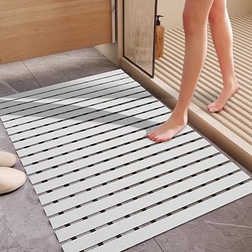 Tiamo Rubber Shower Mat Non Slip Heavy Duty Large for Inside Shower,White
