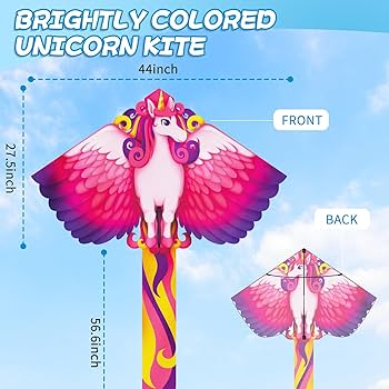 Large Unicorn Kite, Single Line Kite Colorful Kite with Long Tail