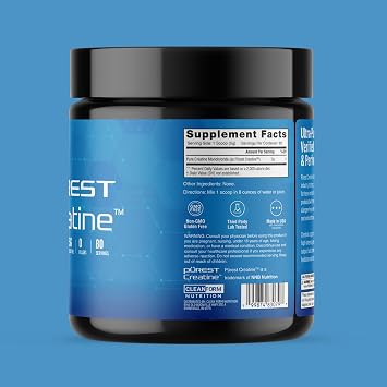 Cleanform Purest Creatine Monohydrate Powder, Unflavored, 1.56 lb, 80 SRV