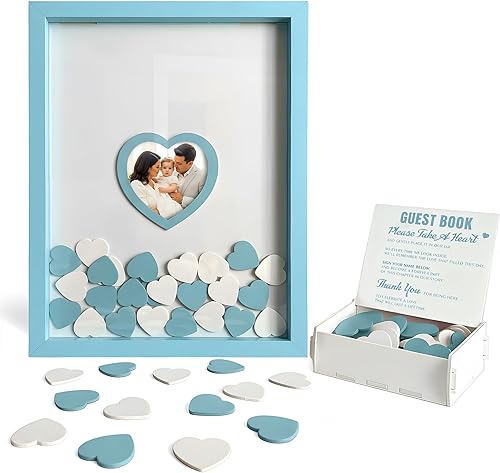 Miniatura 11 de Libro de invitados de boda dorado alternativo para recepción con corazones, libro de invitados de boda, recepción, un marco, decoración de libros,