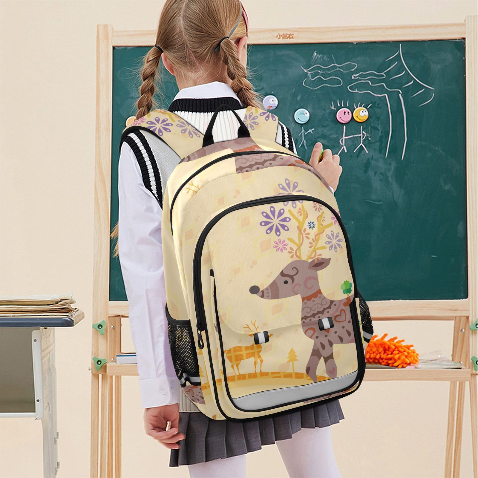 Vnurnrn Caricatura Lindo Bebé Ciervo Mochila Para Niños Niñas Escolar Mochilas Grande Reflectante Bolso de Escuela De Viaje Mujeres Hombres
